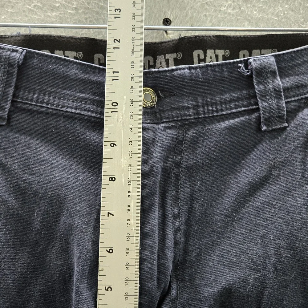 CAT Men Pants 34X30 Navy Blue Khakis Twill Workwear Button Zipper Logo 28